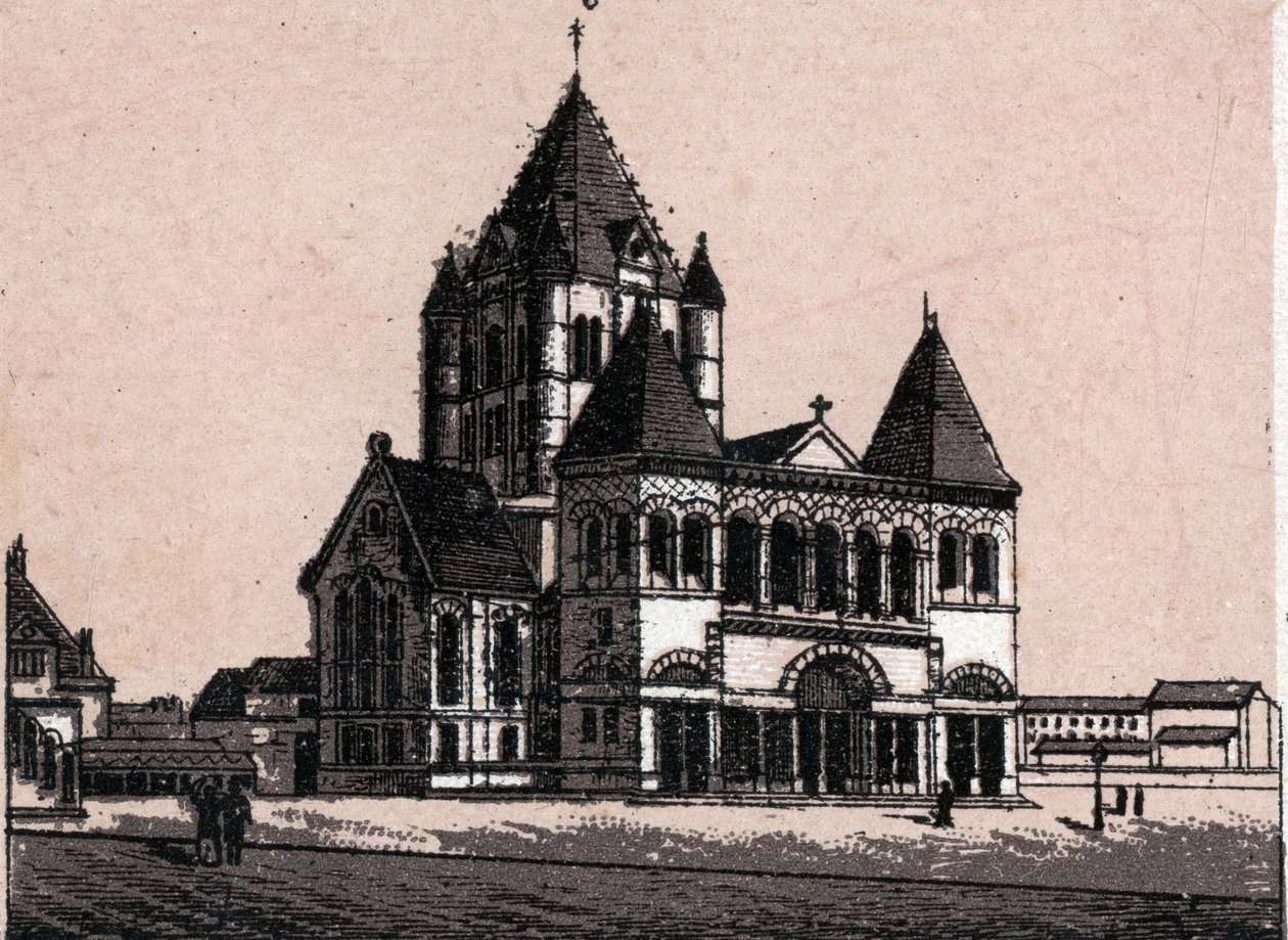 Kościół Trójcy Świętej w Nowym Jorku, USA w „Świat ilustruje 168 poglądów” Niedatowany (koniec XIX wieku) autorstwa Unknown artist