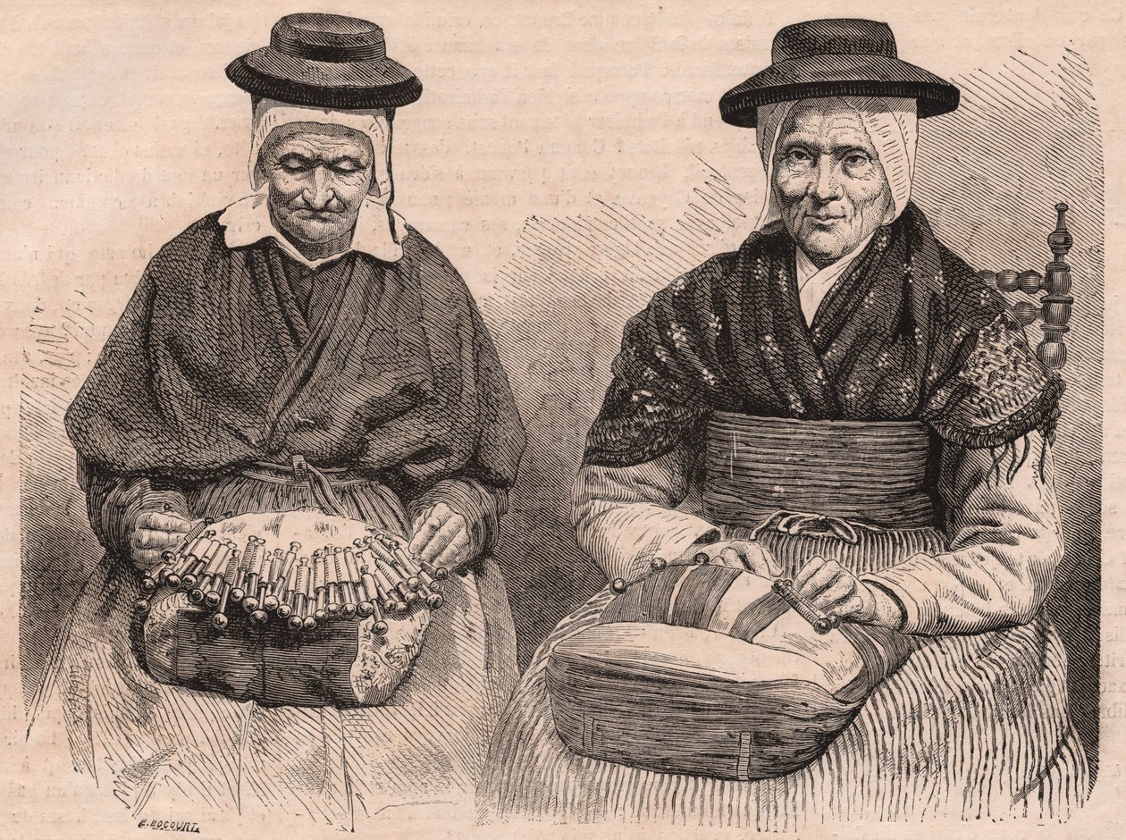 Dwóch producentów koronek klockowych w Puy-en-Velay (Haute-Loire) Owernia, Francja autorstwa Unknown