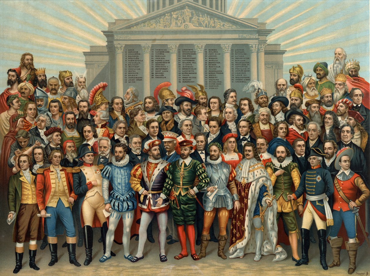 UNIWERSALNY PANTEON GŁÓWNYCH MĘŻCZYZN CELEBRES chromolitografia Sauvage cir autorstwa Unknown artist