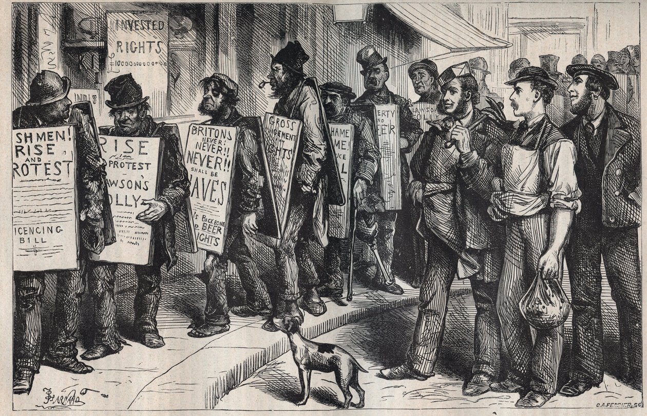 USA: protest w imieniu Ligi przeciwko nadużywaniu alkoholu 1875 autorstwa Unknown artist