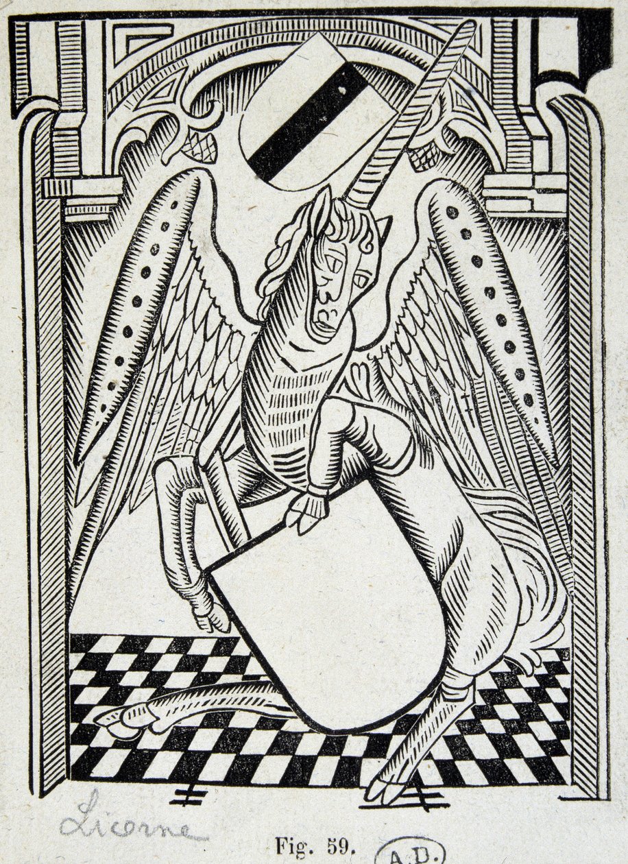 Jednorożec - rycina z XV wieku autorstwa Unknown artist