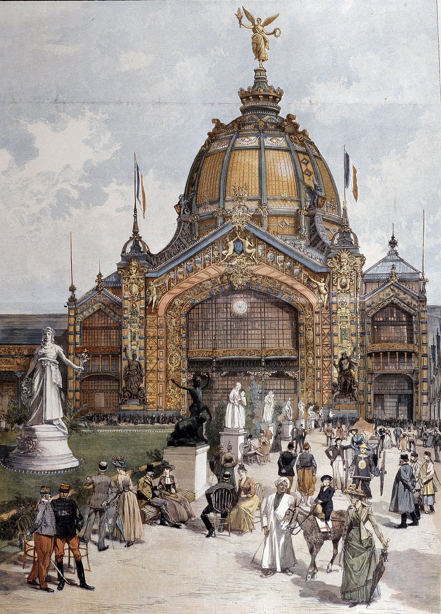 Wystawa uniwersalna, centralna kopuła w Paryżu, grawer z 1889 r. autorstwa Unknown artist