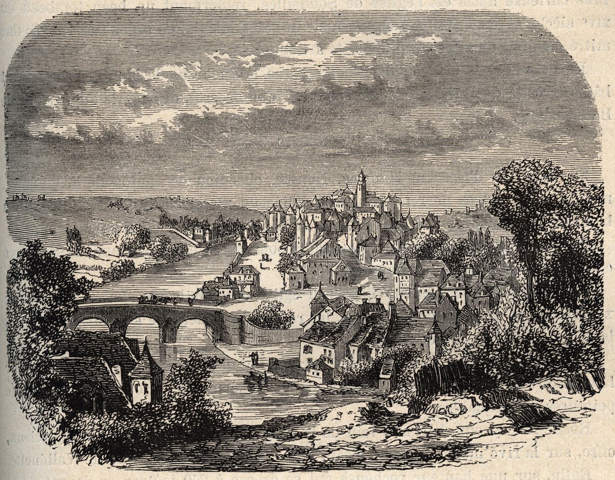 Uzerche - Correze - Francja - grawerowanie w „” PATRIE”” - PECTUREQUIREQUE OPIS FRANCJI W 6 TOMACH WG LUCIENA HUARDA - koniec XIX wieku autorstwa Unknown artist