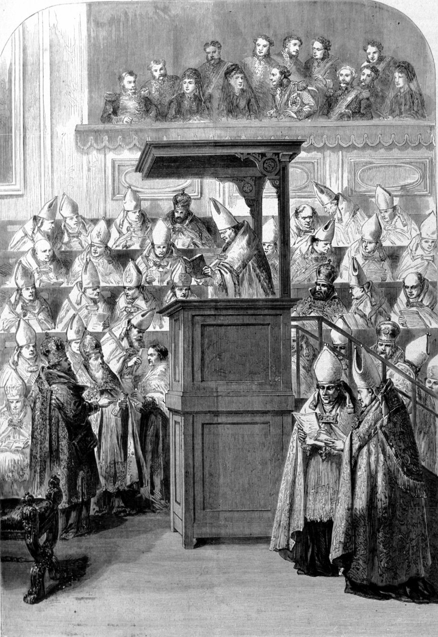 Sobór Watykański I. sekretarz Soboru proklamującego konstytucję wiary. 1870 autorstwa Unknown artist