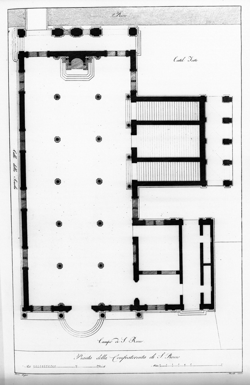 Wenecja. Szkoła San Rocco, założona w 1478 r. Plan. 19 wiek. autorstwa Unknown artist
