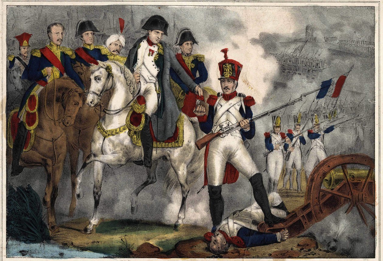 Victor otrzymał od Napoleona I Krzyż Legii Honorowej i stopień kapitana na polu bitwy pod Wagram za męstwo, grawerowanie początku XIX wieku autorstwa Unknown artist