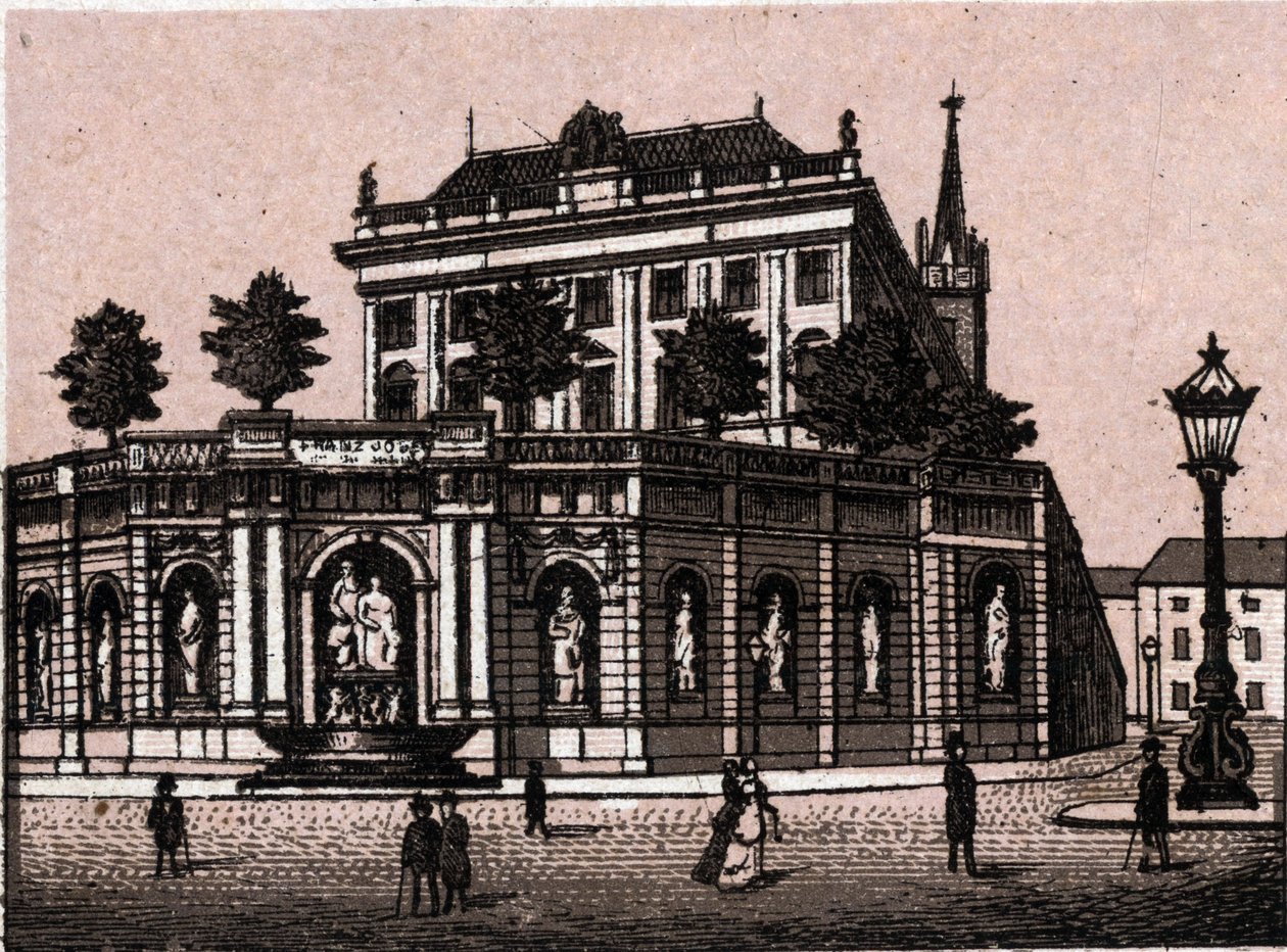 Wiedeń, Austria: widok na fontannę Francois Joseph (Francois-Joseph) (Fontanna Franciszka Józefa w Wiedniu). w „” Świat ilustruje 168 odsłon”” Niedatowany (koniec XIX wieku) autorstwa Unknown artist