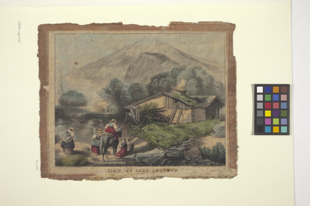 Widok na Jezioro Czterech Kantonów (litografia ręcznie kolorowana) autorstwa Unknown artist