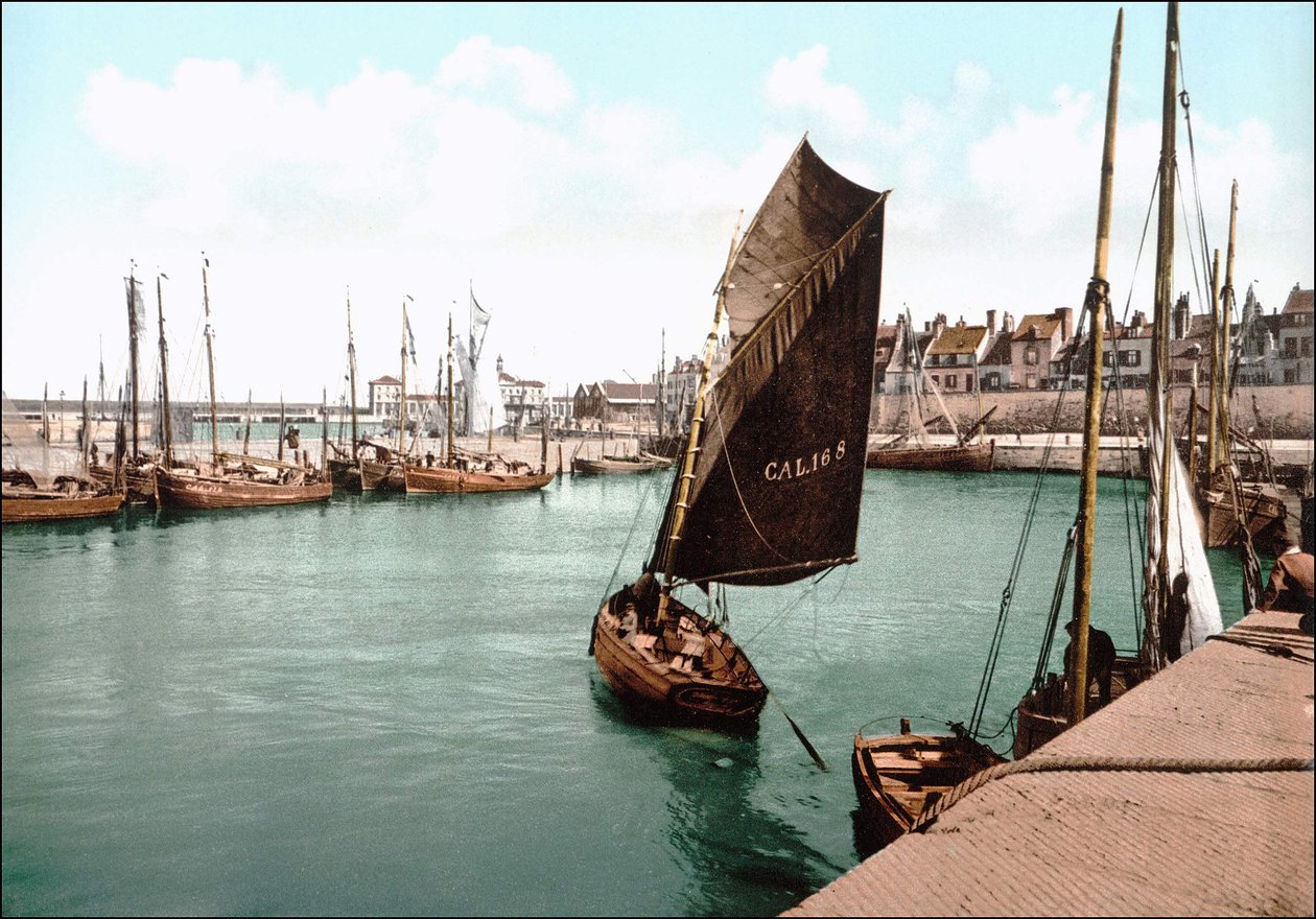 Widok na Calais, port. Fotochrom w. 1890. autorstwa Unknown artist