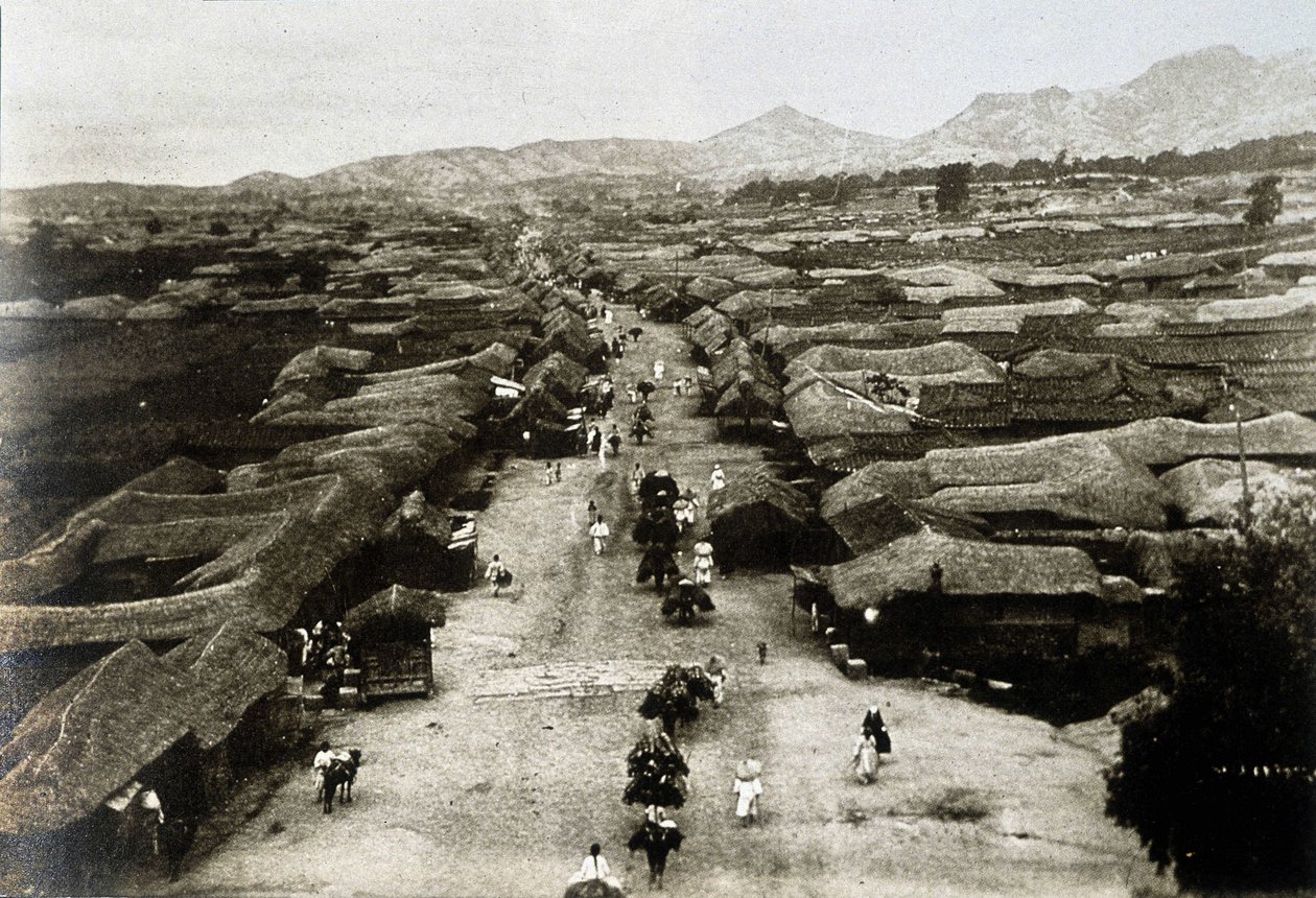 Widok alei Chongro w Seulu (stolicy Korei) w XIX wieku (widok alei Chongro w Seulu, stolicy Korei) autorstwa Unknown artist