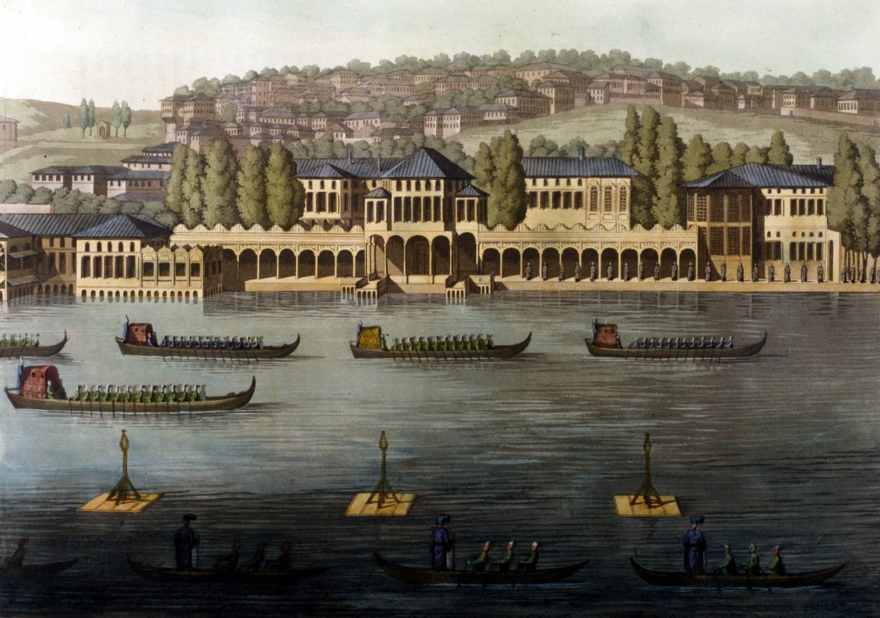 Widok na Konstantynopol, jedną z rezydencji sułtana nad Bosforem. 19 wiek. autorstwa Unknown artist