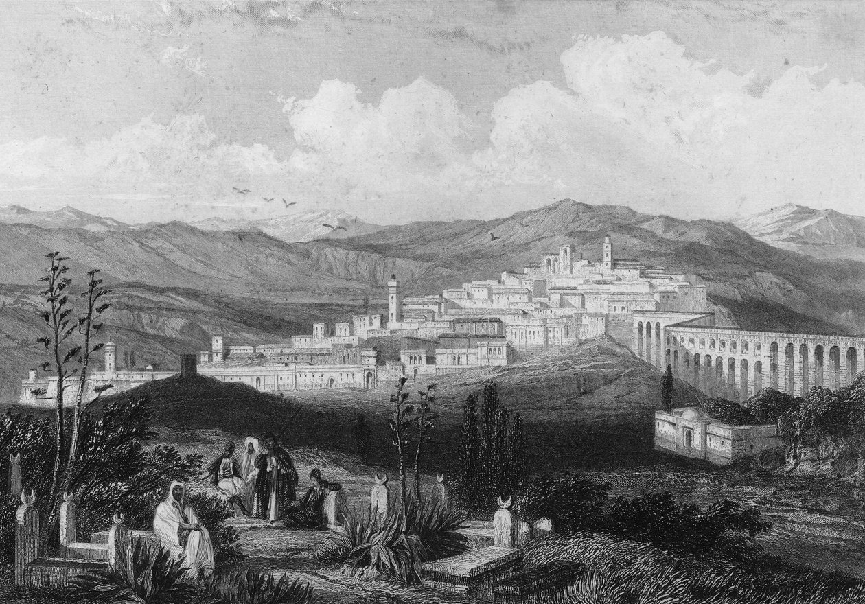 Widok Medeah, starożytnej rzymskiej fortecy w Algierii w XIX wieku, w „L