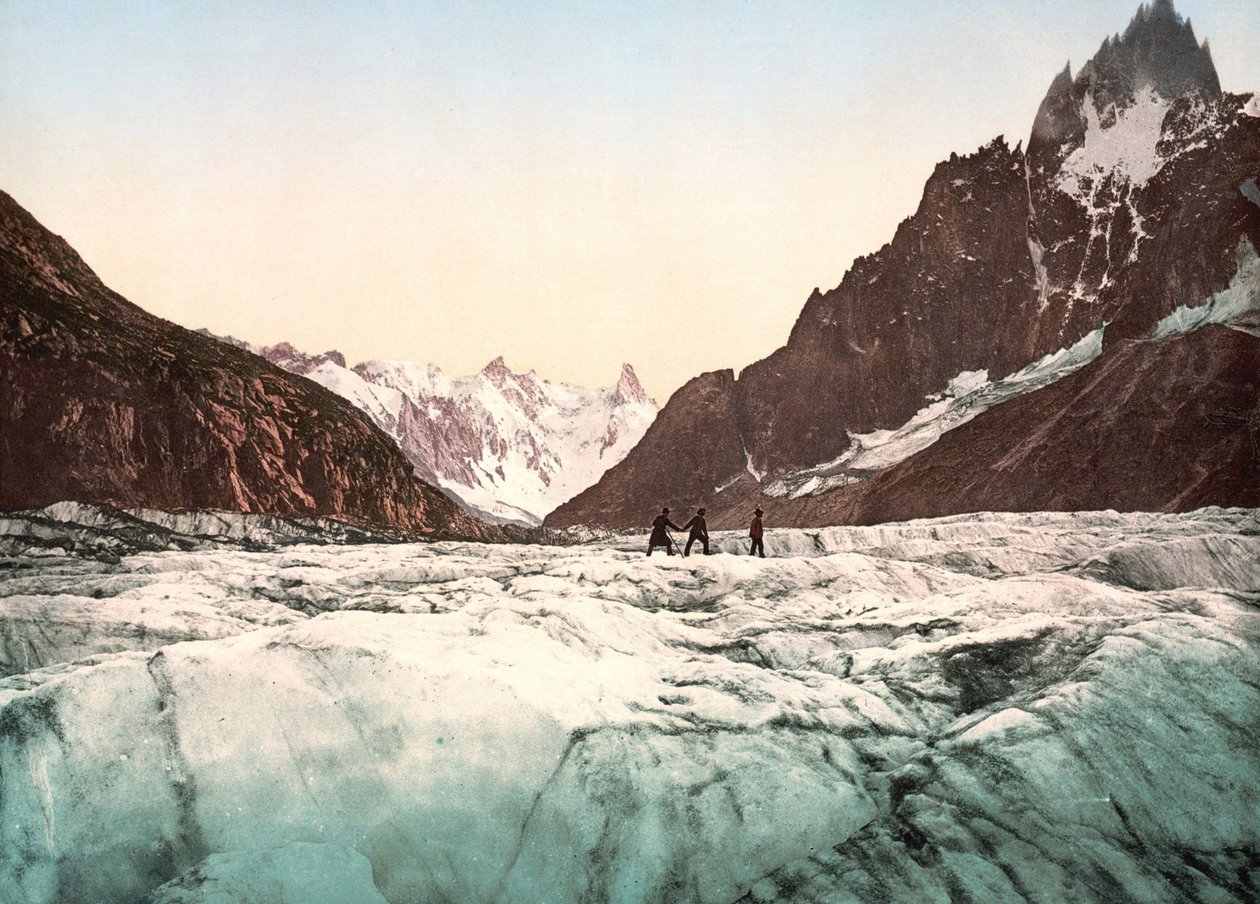 Widok na Mont Blanc: Mer de Glace. Fotochrom ok. 1890. autorstwa Unknown artist