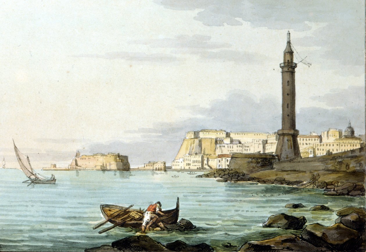 Widok na Neapol z portu. Po lewej stronie stoi Castel dell