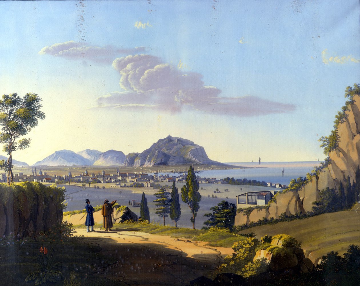 Widok na Palermo z pustelni klasztoru Santa Maria del Gesu. Anonimowy obraz z XIX wieku. autorstwa Unknown artist
