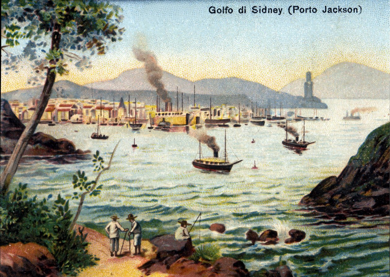 Widok na Port Jackson (Sydney Harbour) w Australii w XIX wieku. autorstwa Unknown artist