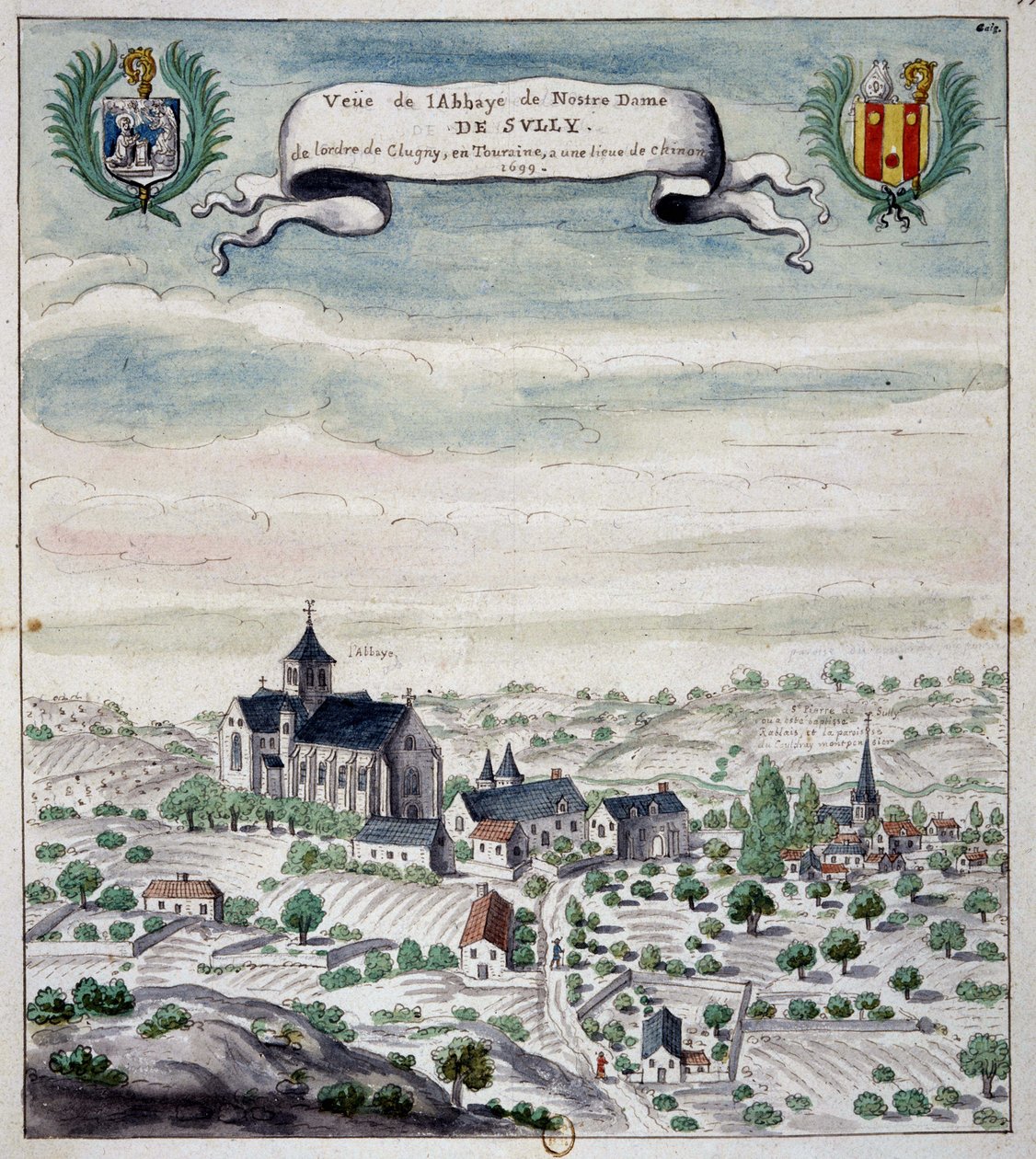 Widok na opactwo Sully, Touraine autorstwa Unknown artist