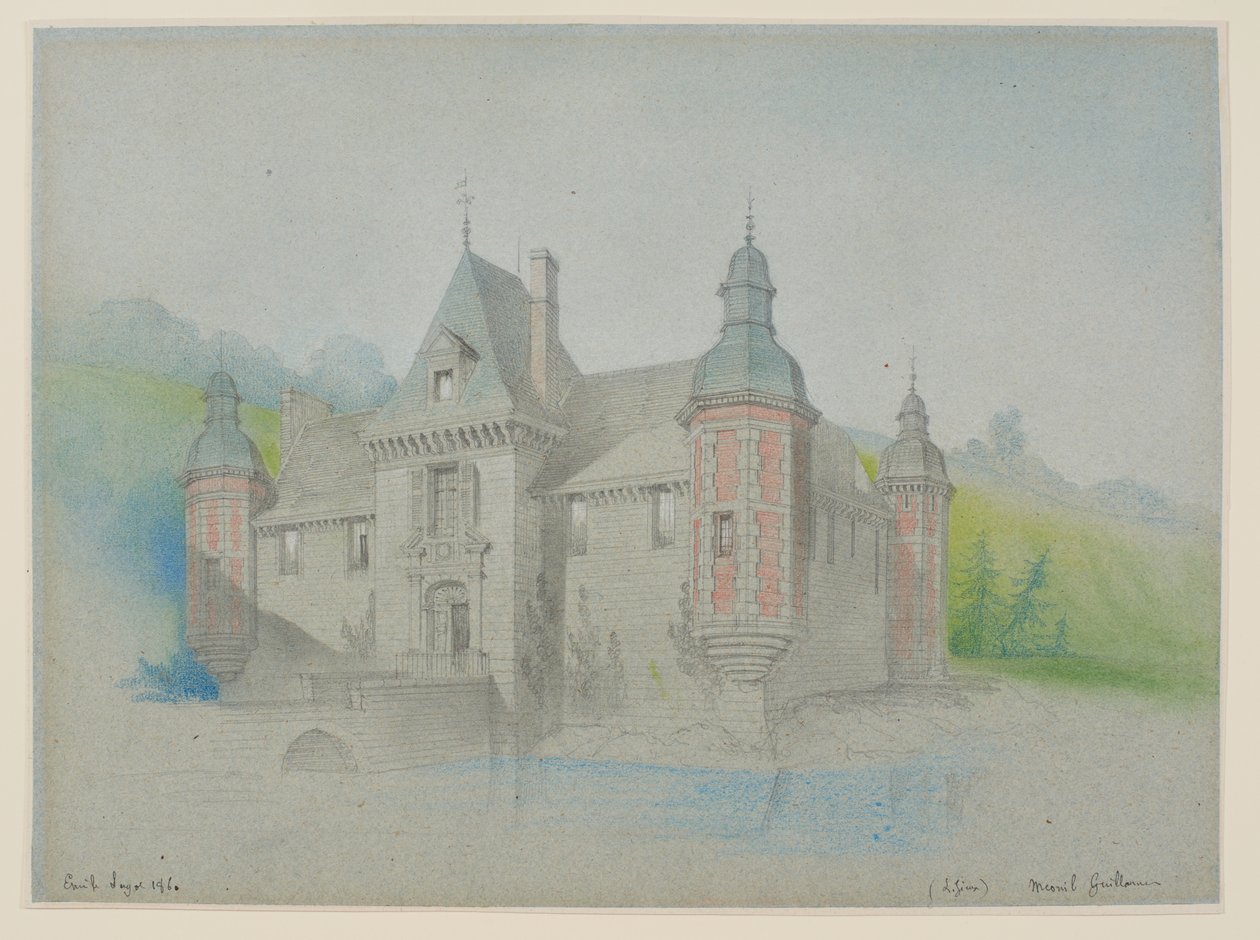 Widok zamku nad rzeką autorstwa Unknown artist