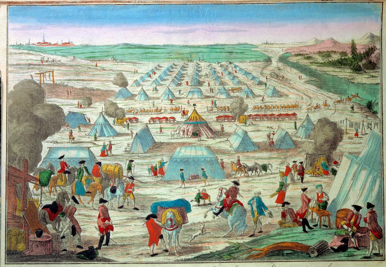 Widok obozu wojskowego w Prusach Rycina XIX-wiecznego Paryża, Armee Museum autorstwa Unknown artist