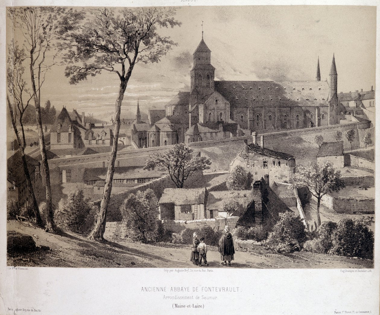 Widok na opactwo Fontevrault (Fontevraud) w pobliżu Saumur autorstwa Unknown artist