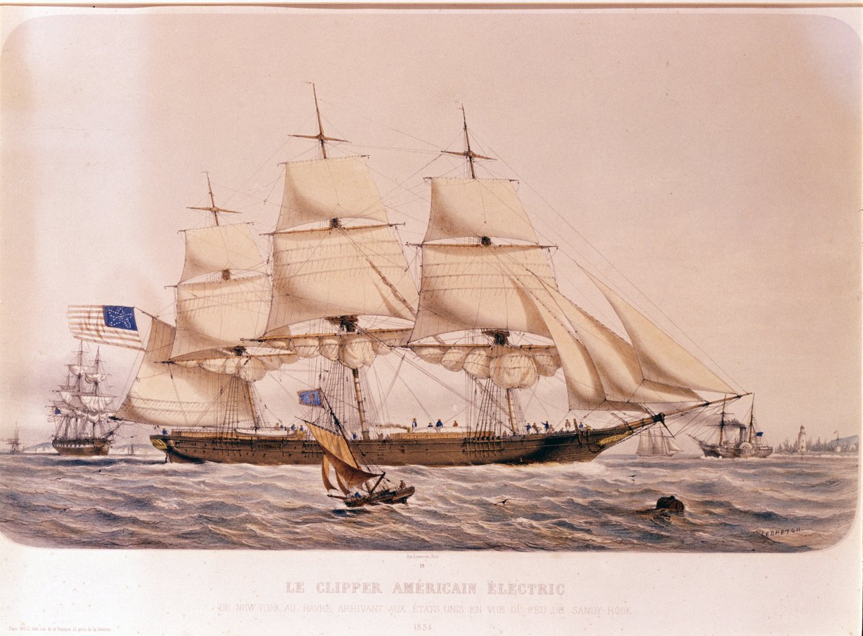 Widok amerykańskiej Clipper Electric. Litografia z 1854 r autorstwa Unknown artist