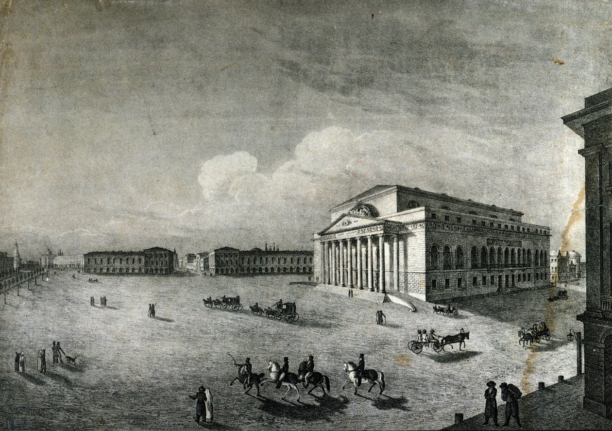 Widok Teatru Bolchoj w Moskwie ok. 1840 r. Rosja autorstwa Unknown artist