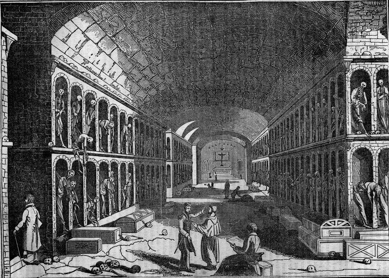 Widok Cmentarza Kapucynów w Palermo w XIX wieku. (Cimitero dei Cappuccini, Palermo) autorstwa Unknown artist