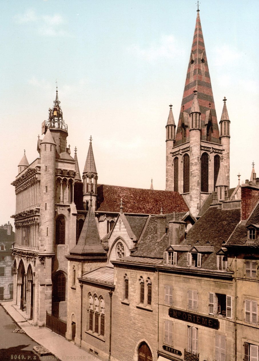 Widok na kościół Notre Dame w Dijon. Fotochrom w. 1890. autorstwa Unknown artist