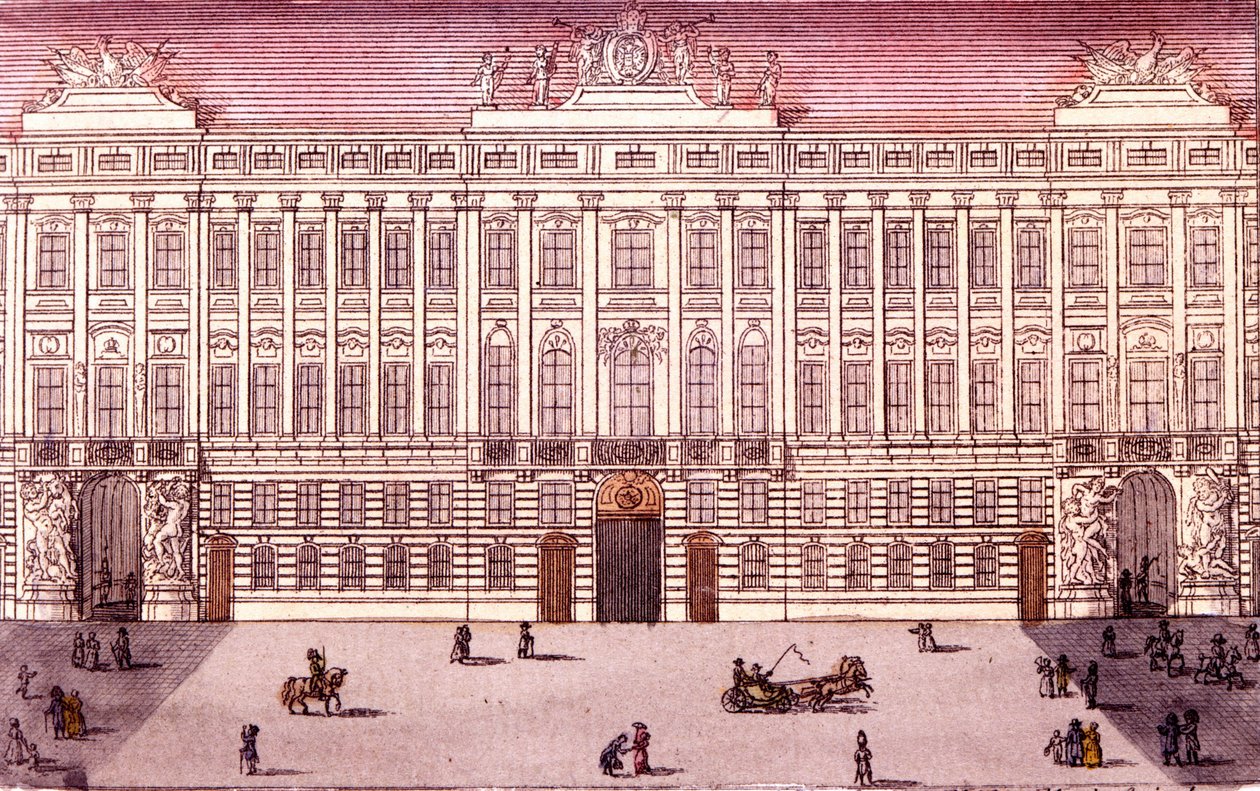 Widok na Kancelarię Cesarską w Wiedniu, Austria Grawerowanie z 1820 r. autorstwa Unknown artist