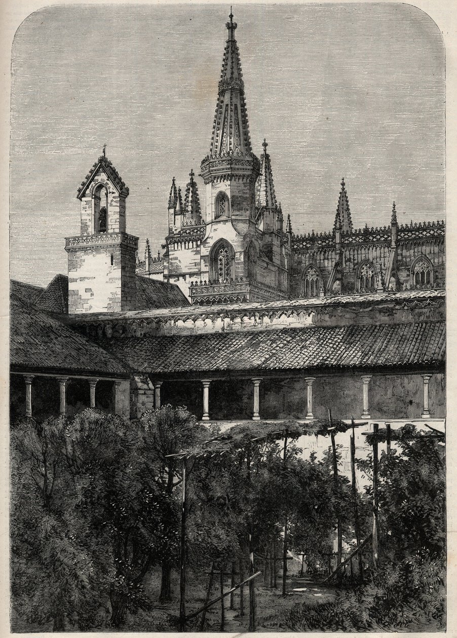 Widok klasztoru Bathala w Portugalii. Grawerowanie w „Wspaniałym Wszechświecie” autorstwa Unknown artist