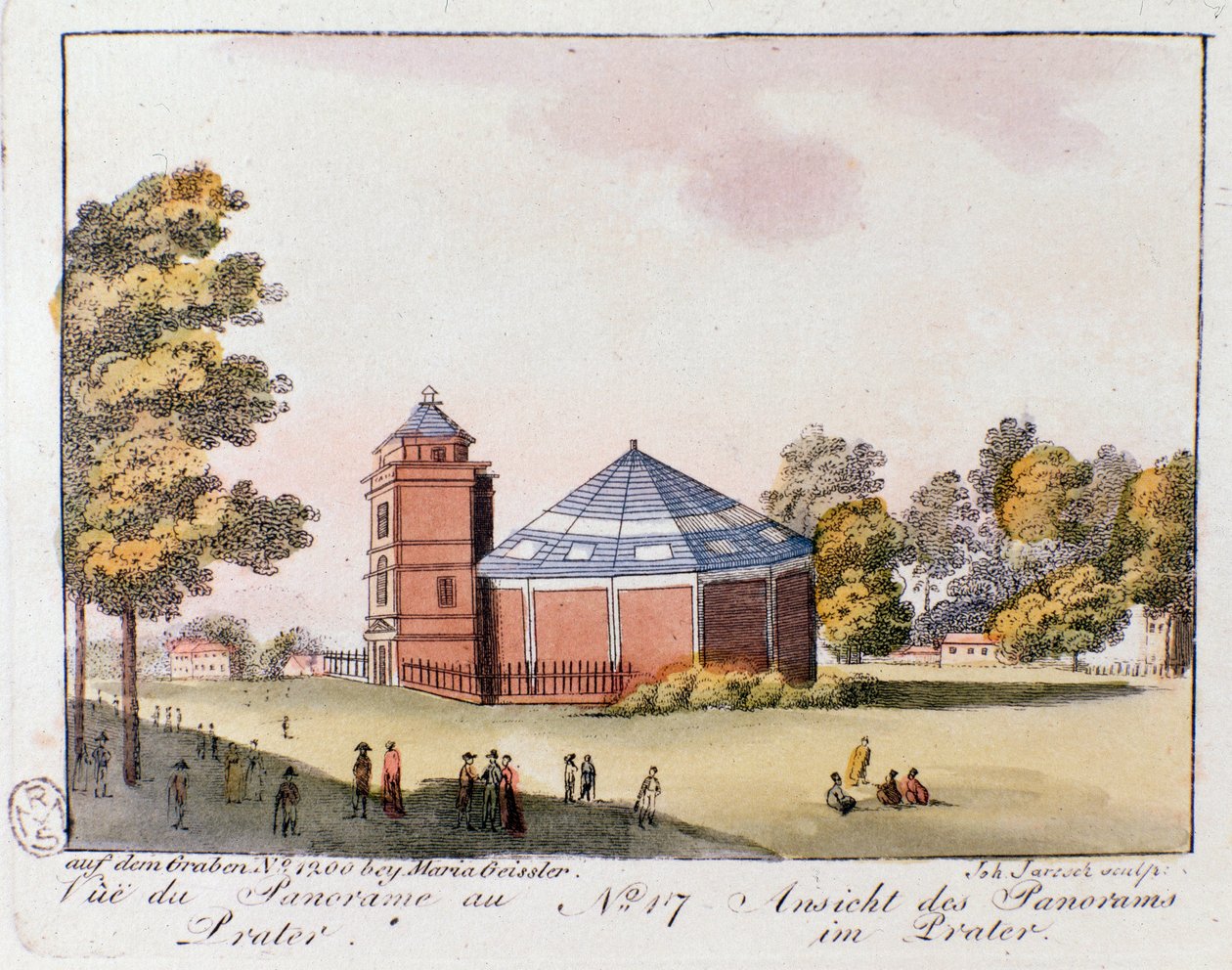 Widok na park Prater w Wiedniu. Austria. Grawer z 1815 r. Kolekcja prywatna autorstwa Unknown artist