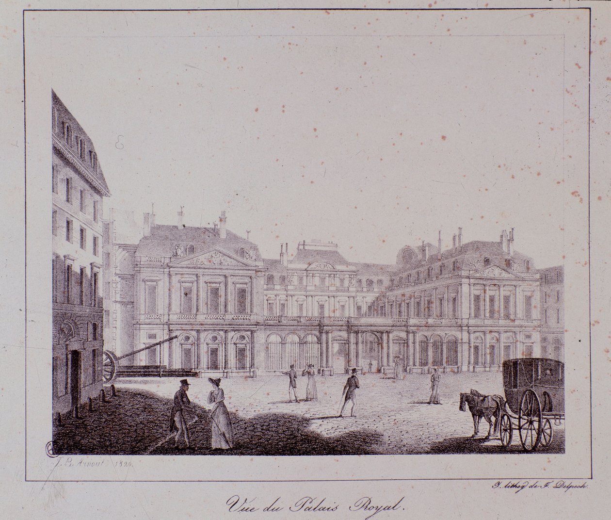 Widok na Pałac Królewski w Paryżu. Grawer z 1820 r. Kolekcja prywatna autorstwa Unknown artist