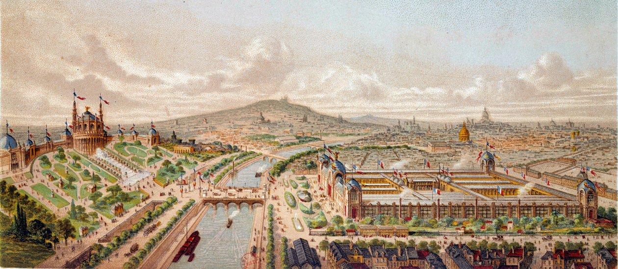 Widok na Wystawę Powszechną w Paryżu w 1878 r. Rycina XIX-wiecznego Paryża, B.N. autorstwa Unknown artist
