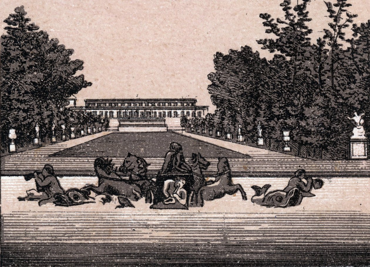 Widok na zamek w Wersalu (Palais of Versailles), Francja. w „” Świat ilustruje 168 odsłon”” Niedatowany (koniec XIX wieku) autorstwa Unknown artist