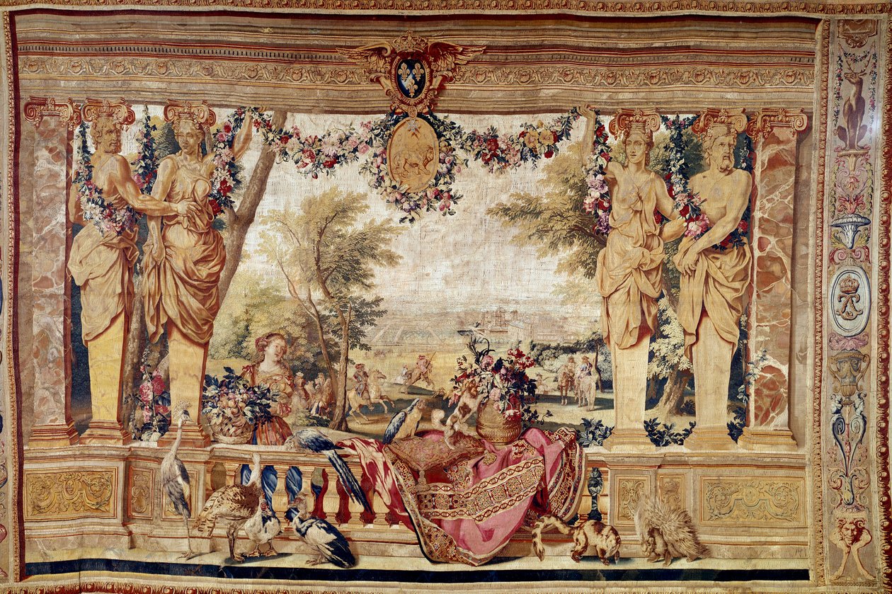 Widok na zamek Vincennes. Gobelin z XVII wieku. Paryż, meble narodowe autorstwa Unknown artist