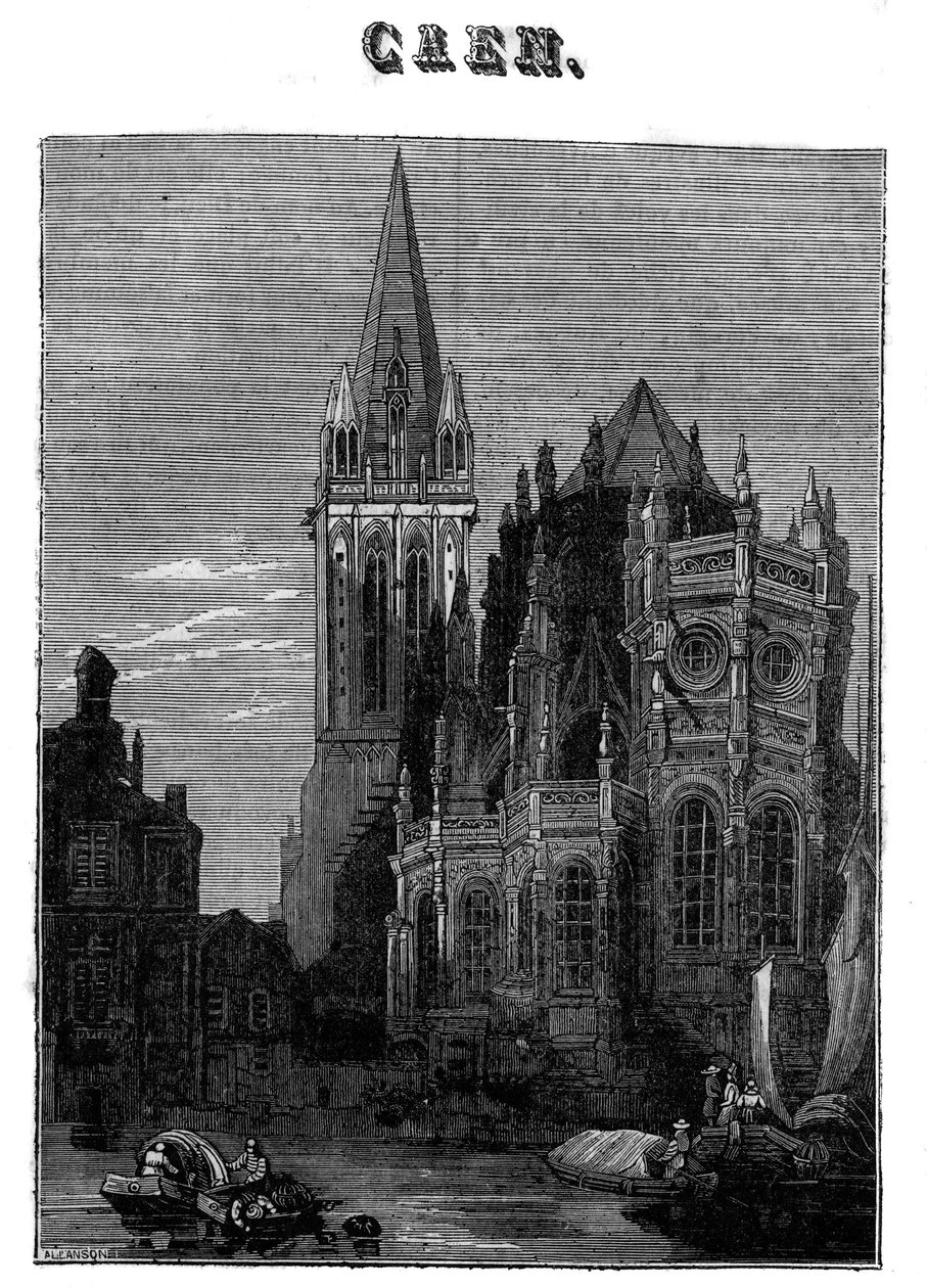 Widok miasta Caen w Normandii w XIX wieku. autorstwa Unknown artist
