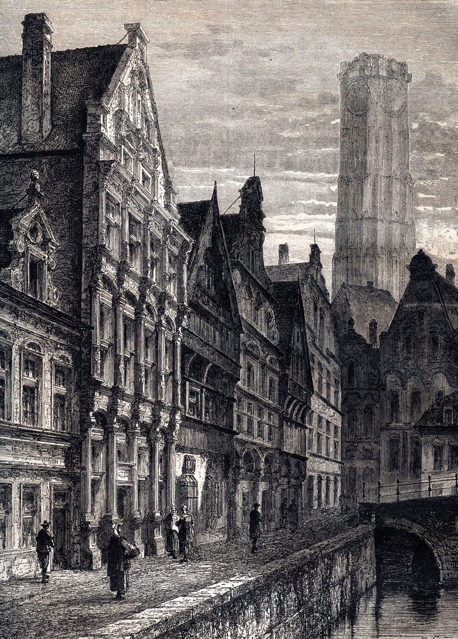 Widok miasta Mechelen w Belgii - Widok miasta Mechelen w Belgii - ca. 1867 autorstwa Unknown artist