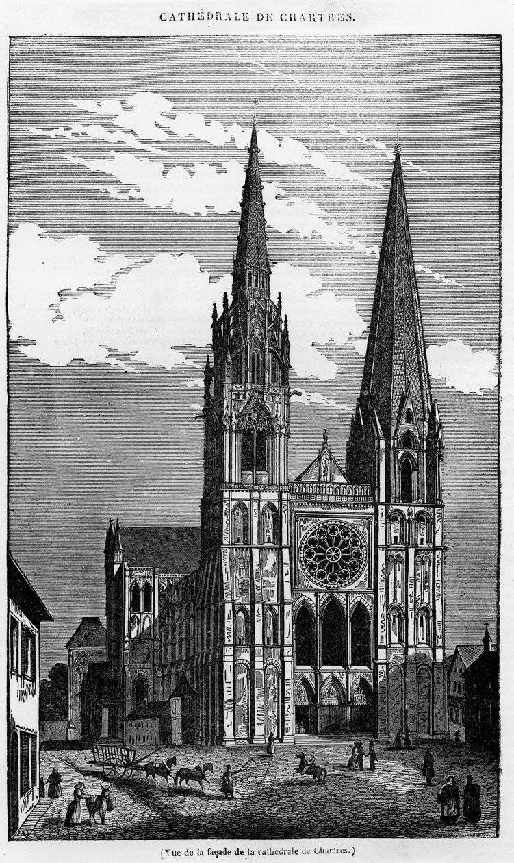 Widok fasady katedry w Chartres (28) - w „Malowniczym sklepie”, lipiec 1836 r. autorstwa Unknown artist