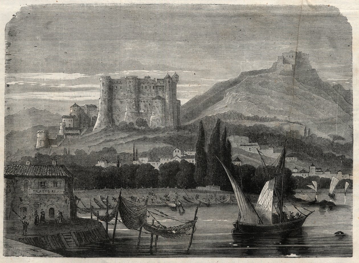 Widok na forty La Spezia we Włoszech. Grawerowanie w „Wspaniałym Wszechświecie” autorstwa Unknown artist