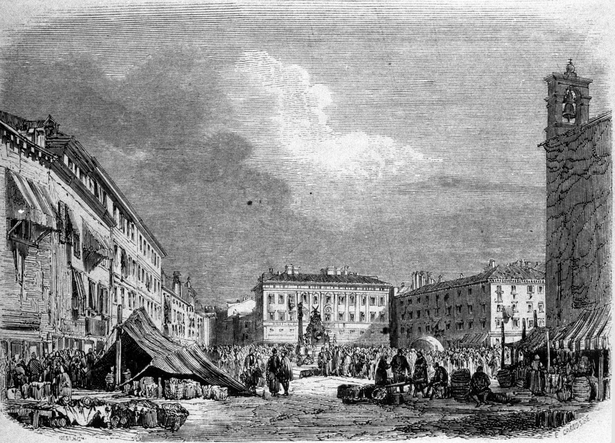 Widok na wielki plac Triestu (w okresie austriackim) autorstwa Unknown artist