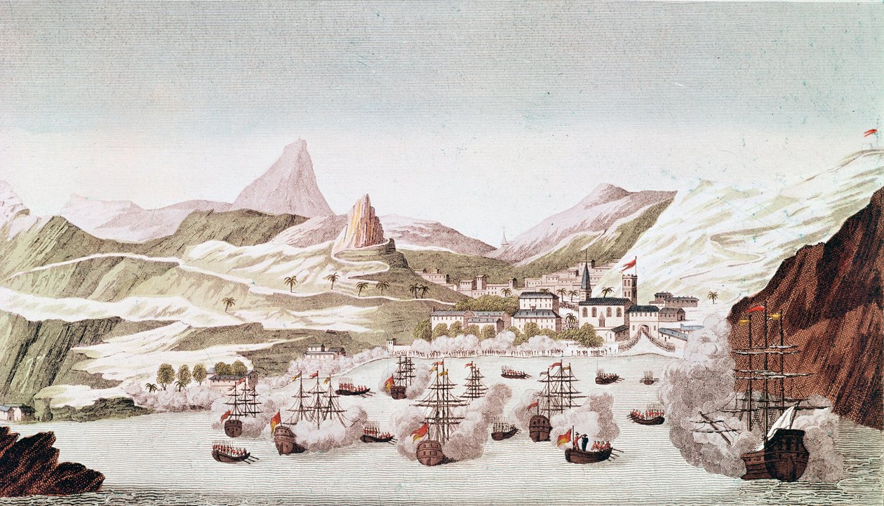 Widok na wyspę Święta Helena (rycina autorstwa Unknown artist