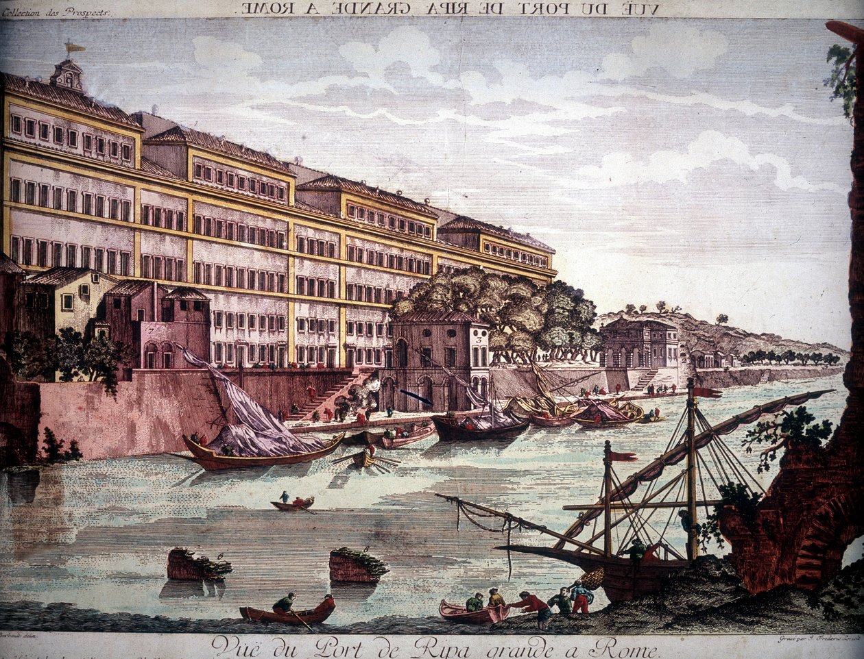 Widok portu Ripa Grande nad Tybrem - grawer autorstwa Unknown artist