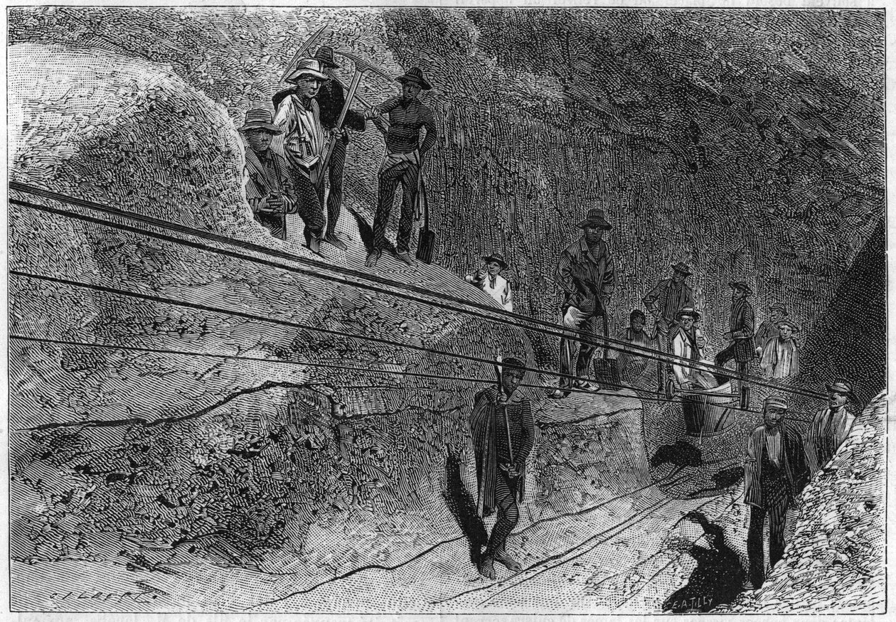 Widok z dołu kopalni diamentów Kimberley w RPA. autorstwa Unknown artist