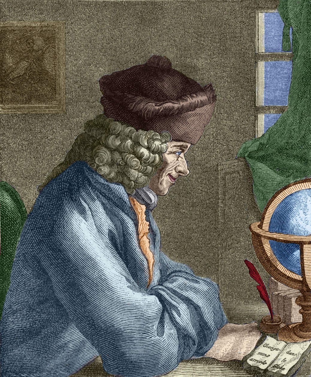 Voltaire (1694-1778) w swoim biurze w Vernay. autorstwa Unknown artist