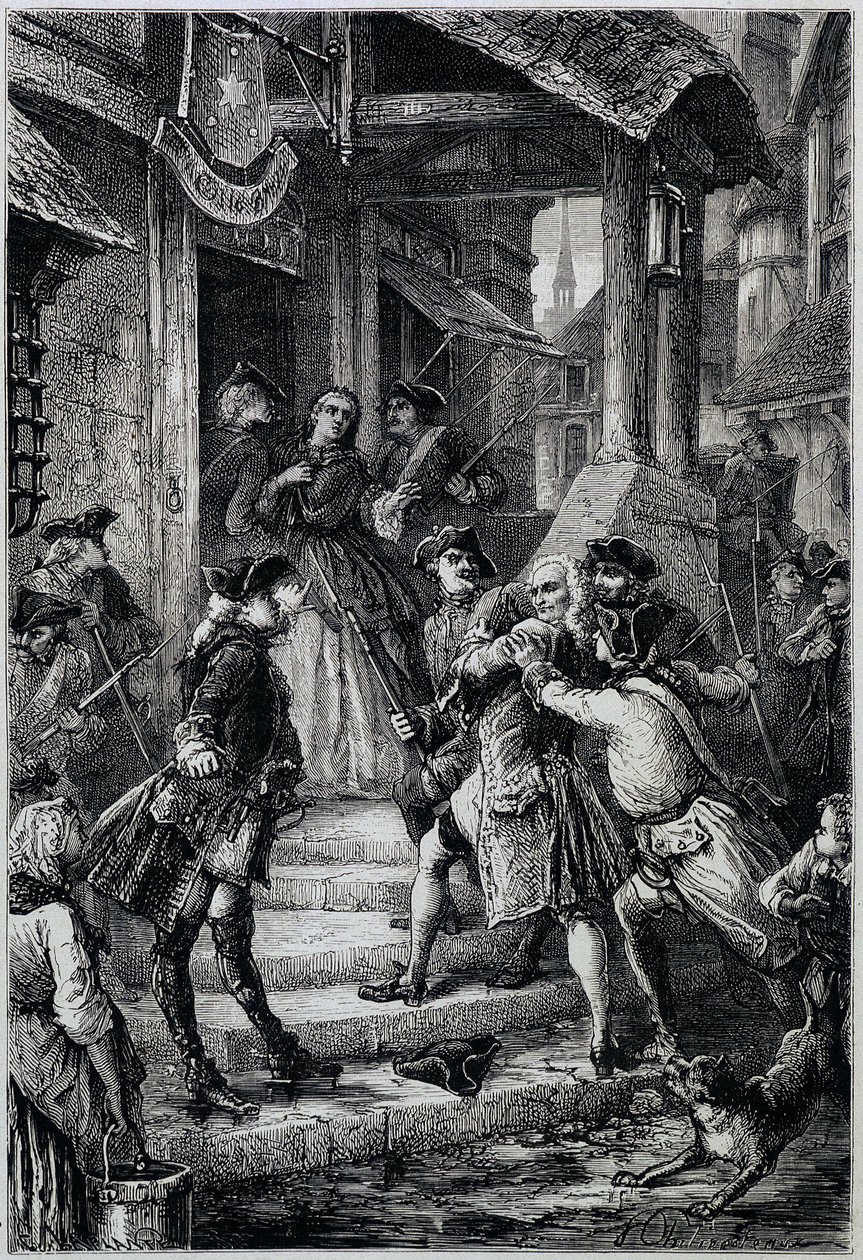 Voltaire (1694 - 1778) aresztowany we Frankfurcie w 1753 r. z rozkazu wielkiego Fryderyka II - w Histoire de France od najdalszych czasów do 1789 r. przez M. Guizota autorstwa Unknown artist