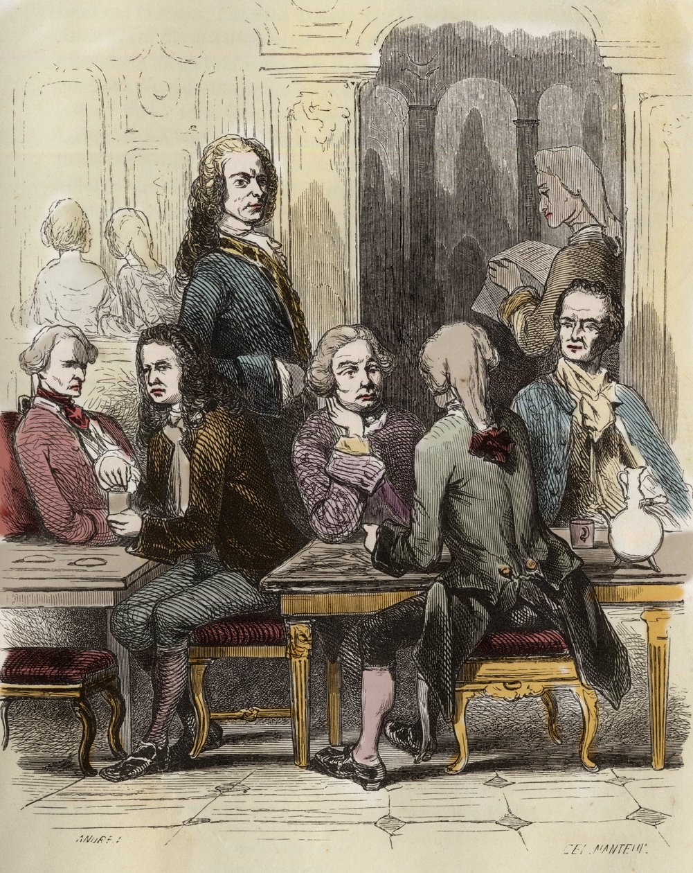 Voltaire w kawiarni Procope w Paryżu autorstwa Unknown artist