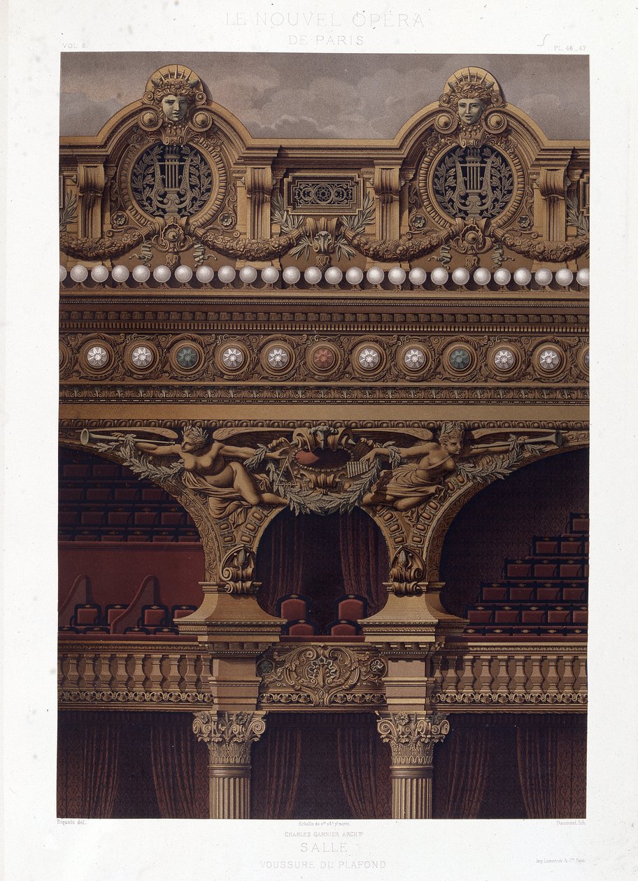 Voussure stropu Opery Garnier - chromolitografia, koniec XIX wieku autorstwa Unknown artist