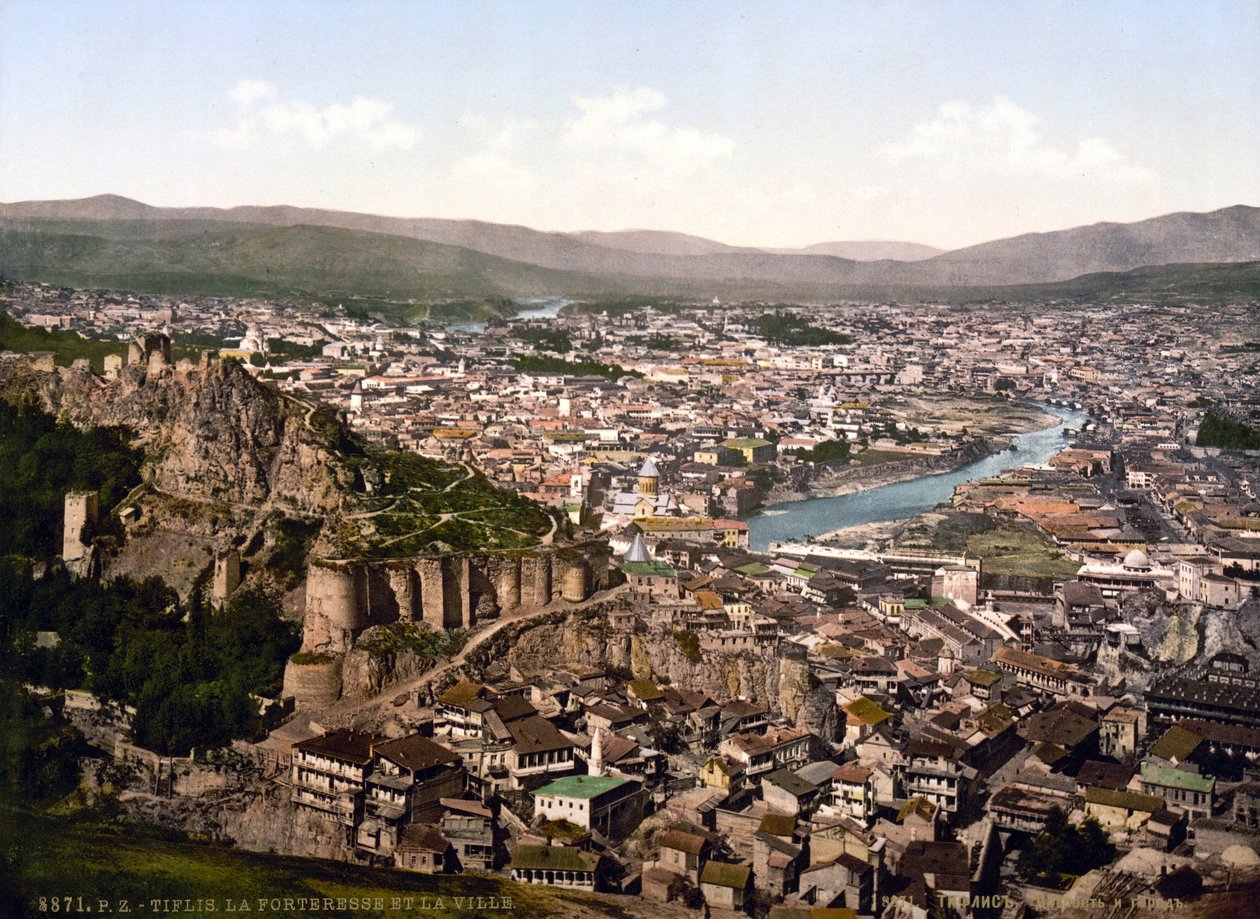 Widok Tbilisi (dawna nazwa Tiflis), stolicy Republiki Gruzji - ok. 1890 Kolekcja prywatna autorstwa Unknown artist