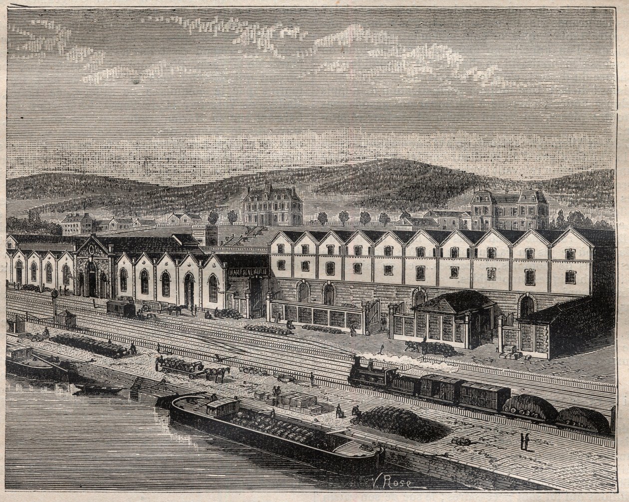 Widok na Chateau de Pekin, główną siedzibę Compagnie des grands vins de Champagne autorstwa Eugene Mercier (1838-1904) et Cie niedaleko Epernay - Grawerowanie w „” La Science francaise”” autorstwa Unknown artist