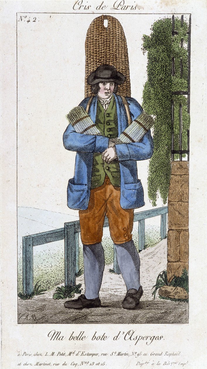 Chodzący kupiec butów szparagowych - w „”Cris de Paris””, deb. 19 wiek autorstwa Unknown artist